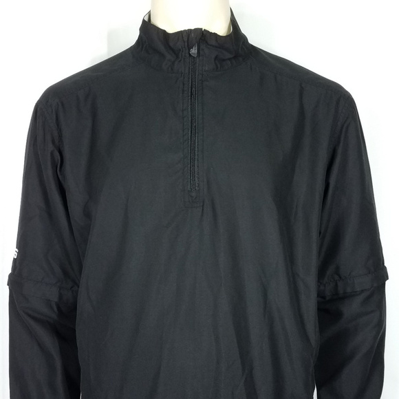 Ping black white lightweight 1/4 zip windbreaker jacket zip off sleeves Medium - Picture 2 of 8